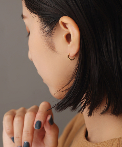 ピアス 10mmフープパイプピアス K18（両耳） レディースの画像