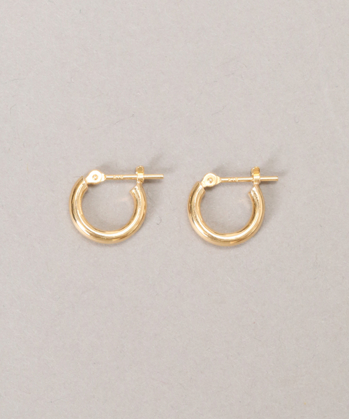 ピアス 10mmフープパイプピアス K18（両耳） レディースの画像