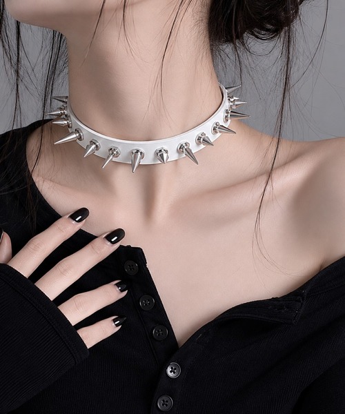 CERCA ネックレス 「Bls」「ZA」「Bling Leads」パンクスタッズ