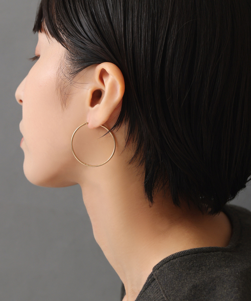 ピアス 1.5パイプ3.5cmルーフピアス K10（両耳） レディースの画像
