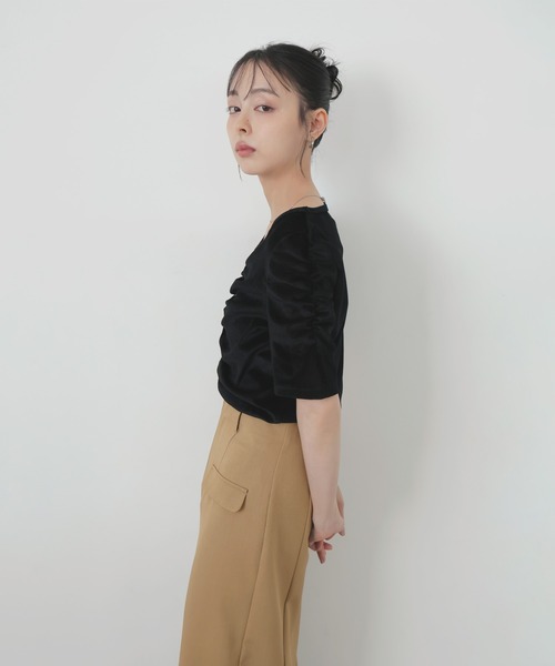 LIAN（リアン） tシャツ シアーベロアシャーリングトップス レディース