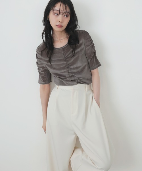LIAN（リアン） tシャツ シアーベロアシャーリングトップス レディース
