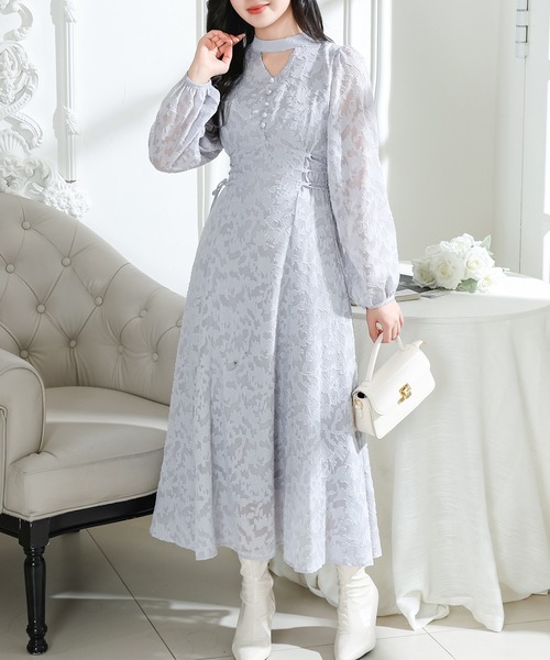 「Lace Ladies」 長袖ワンピース S グレー レディース_画像7