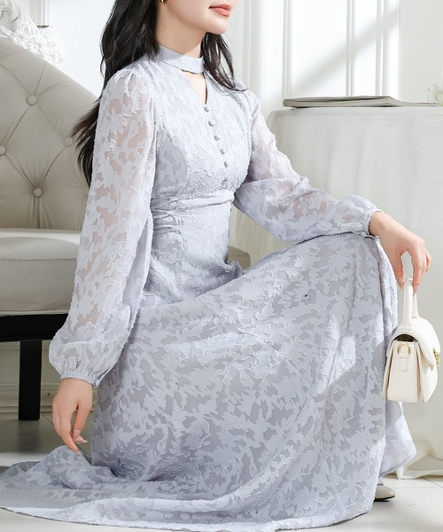 「Lace Ladies」 長袖ワンピース S グレー レディース_画像9