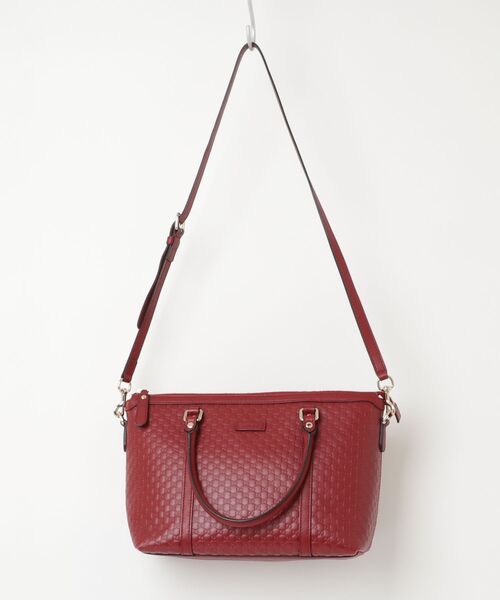 【未使用級】グッチ マイクログッチシマ 2WAYハンドバッグショルダーバッグ GUCCI（グッチ） マイクログッチシマ 2WAYバッグ - レッド レディース