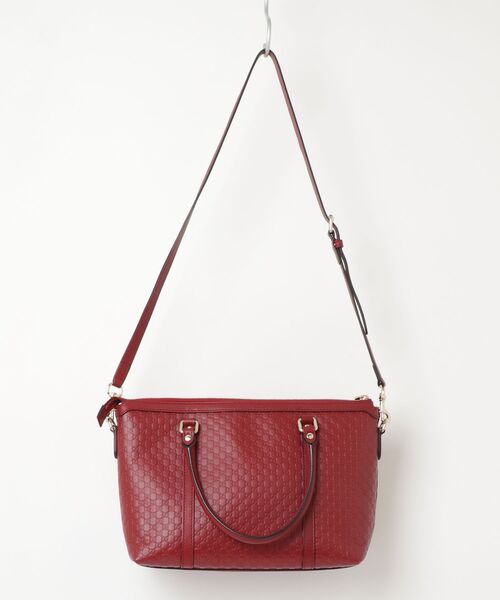 GUCCI マイクログッチシマ 2WAY ハンドバッグ GUCCI（グッチ） マイクログッチシマ 2WAYバッグ - レッド レディース