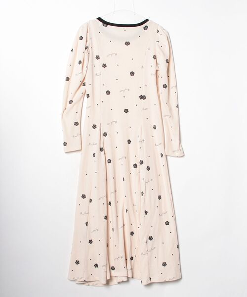 「MARY QUANT」 花柄長袖ワンピース「PEACH JOHNコラボ」 S/M ベージュ レディース_画像2