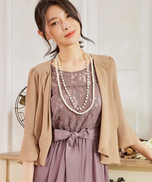 カーディガン 「組み合わせ自由」「結婚式」ベア切替ドロスト７分袖ボレロブラウス レディース szp216_1.jpg