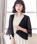 カーディガン 7分丈薄手シフォンパーティボレロ...の詳細画像1