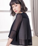 カーディガン 7分丈薄手シフォンパーティボレロ...の詳細画像5