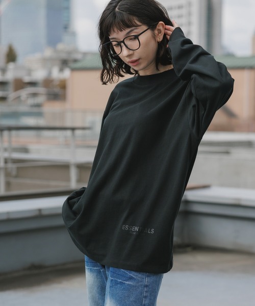 Fog Essentials tシャツ長袖ブラック花卉カットソー黒ロゴロンT FOG ESSENTIALS（エフオージーエッセンシャルズ） tシャツ FOG