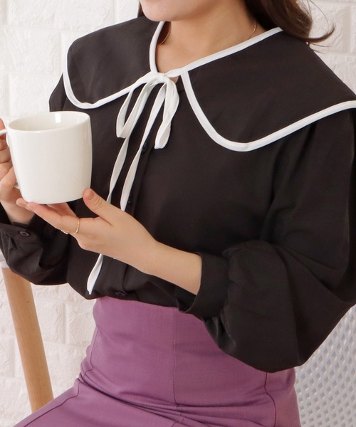 Lace Ladies（レースレディース） ブラウス シャツ パイピング配色