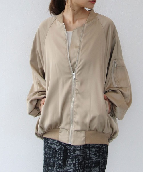 [ ] CKJ サテン ボマー ジャケット ☆送料込☆ CHIGNON ジャケット MA-1 サテンオーバーMA-1 レディース