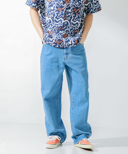 ジーンズ デニム ブルー ワイドレッグストレートジーンズ FREAK'S STORE/ワイドストレート デニムパンツ【限定展開