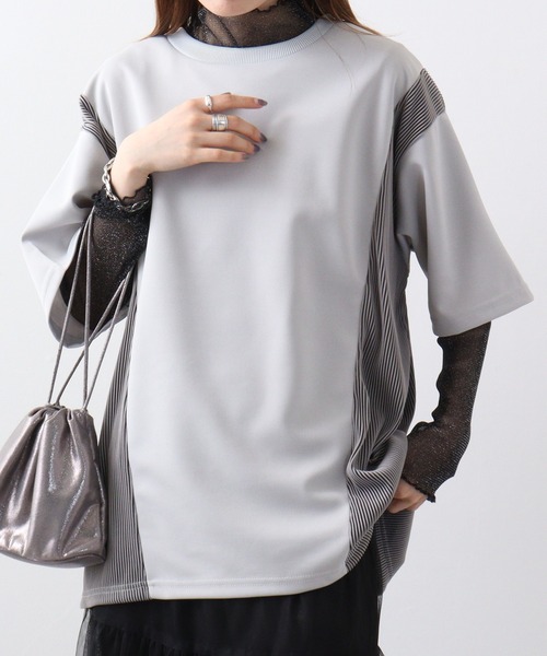 SUGGESTION tシャツ 異素材切り替えTシャツ メンズ レディース
