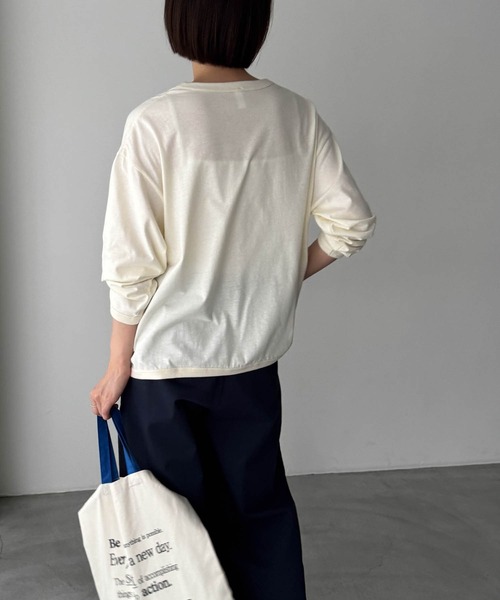 カーディガン harmonie -OrganicCotton-　ドロップショルダーVネックカーディガン レディース
