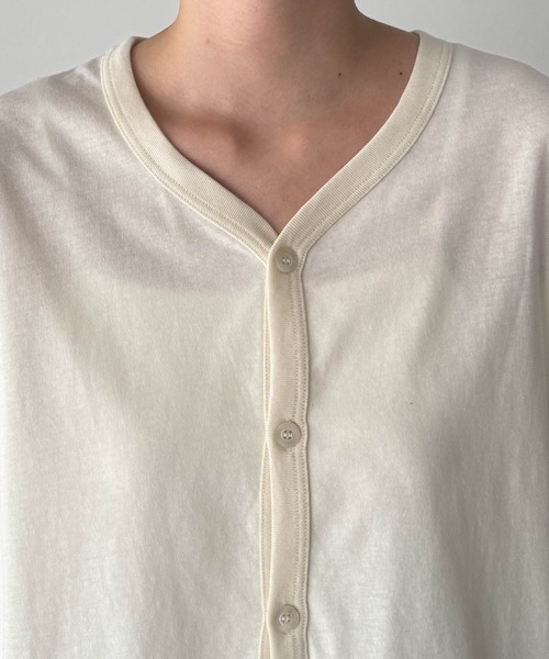 カーディガン harmonie -OrganicCotton-　ドロップショルダーVネックカーディガン レディース