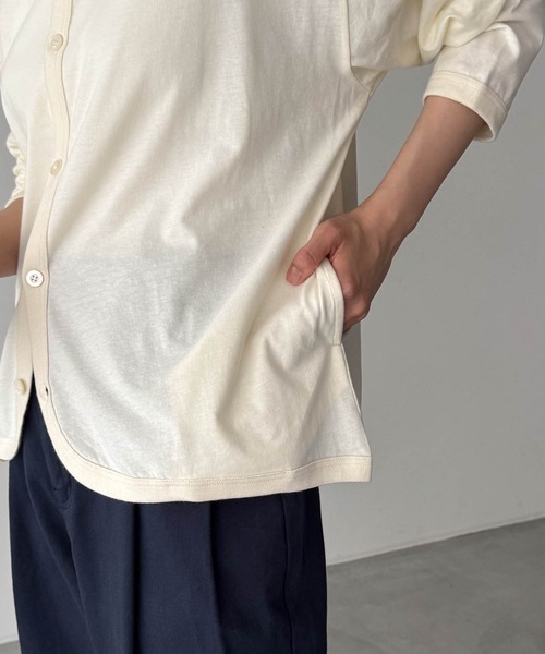 カーディガン harmonie -OrganicCotton-　ドロップショルダーVネックカーディガン レディース