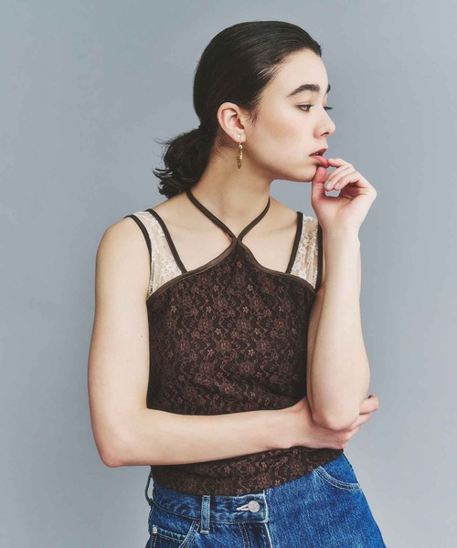 atmos girls タンクトップ ノースリーブ pink Halter neck lace