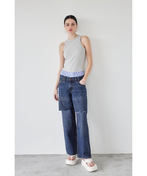 ALEXIA STAM ジーンズ デニム デニムパンツ Layered Waist Wide