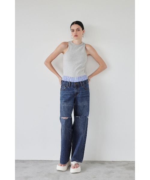 ALEXIA STAM ジーンズ デニム デニムパンツ Layered Waist Wide