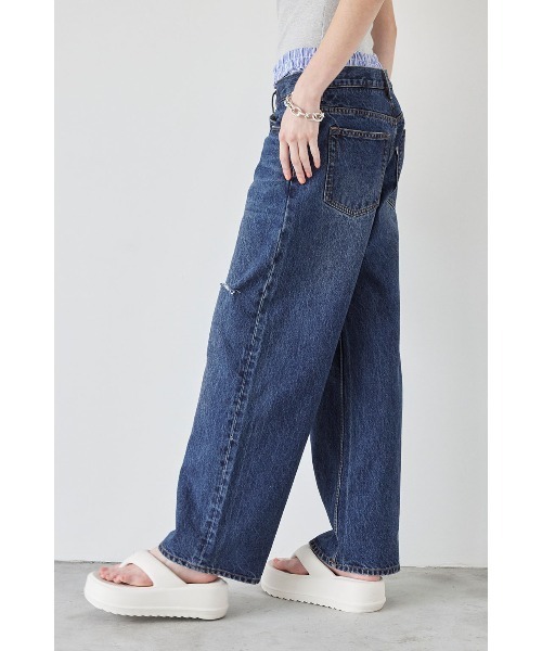 最新 ALEXIA STAM ジーンズ デニム デニムパンツ Layered Waist Wide パンツ