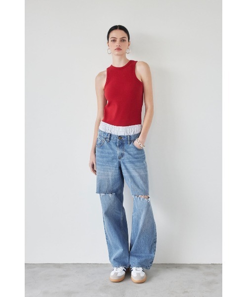 ALEXIA STAM ハートデニムパンツ ALEXIA STAM ジーンズ デニム デニムパンツ Layered Waist Wide