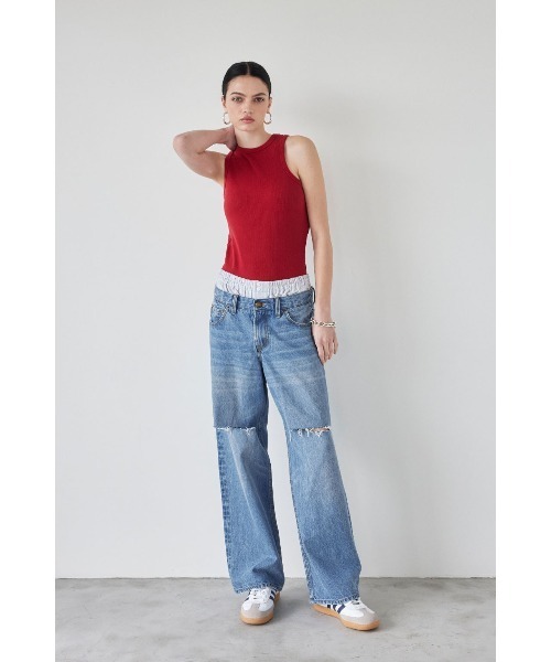 ALEXIA STAM ジーンズ デニム デニムパンツ Layered Waist Wide