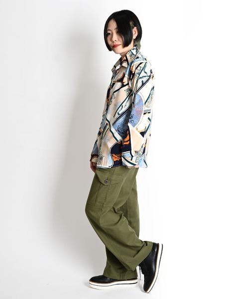 marai（マーライ） ブラウス シャツ スカーフ柄 長袖総柄シャツ