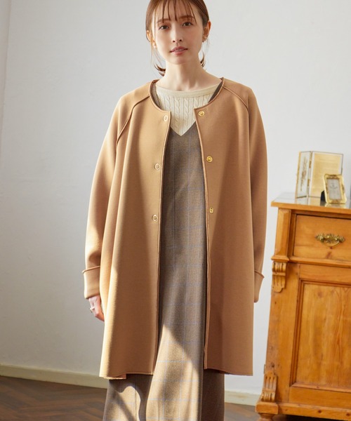 IKKA LOUNGE ノーカラーコート コート 「洗濯機で洗える」GOKU楽