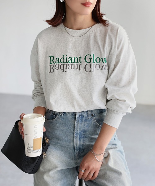 Riberry（リベリー） tシャツ 反転ロゴ刺繍ロンT レディース