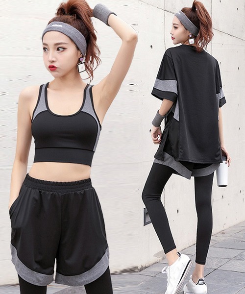 HYS SHOP レギンス スパッツ 「フィットネス4点セット