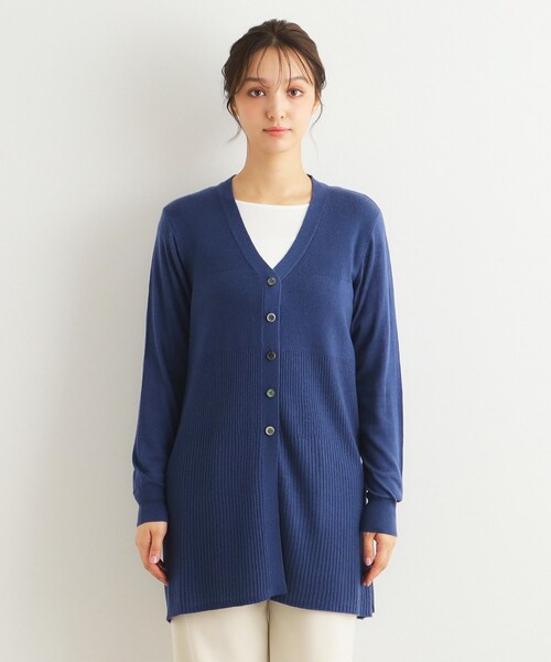 LAURA ASHLEY カーディガン 「ウール混」バックリボン ロング