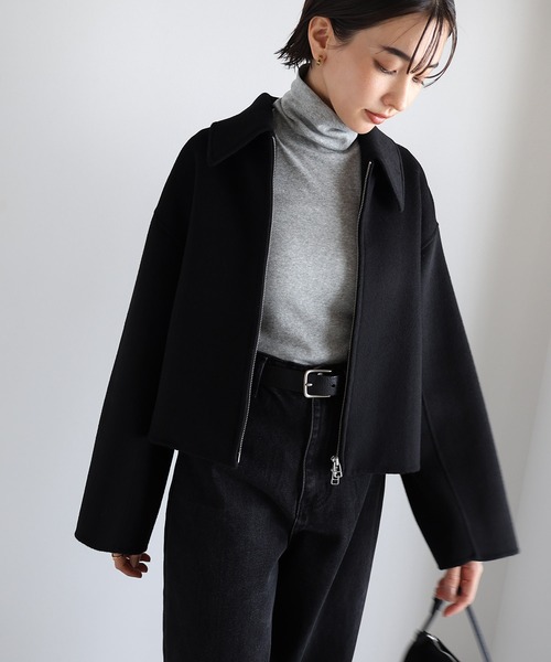 evernavy コート アウター リバージップショートコート レディース