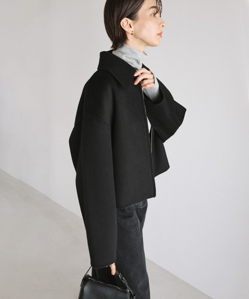 evernavy コート アウター リバージップショートコート レディース