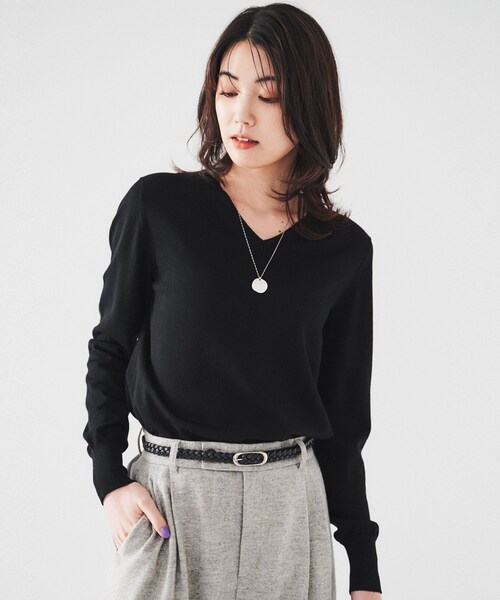 UNTITLED Vニットセーター 長袖 UNTITLED（アンタイトル） ニット セーター ウール Vネックプル