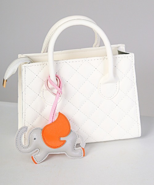LUXSTYLE チャーム PUレザーチャームエレファントモチーフ