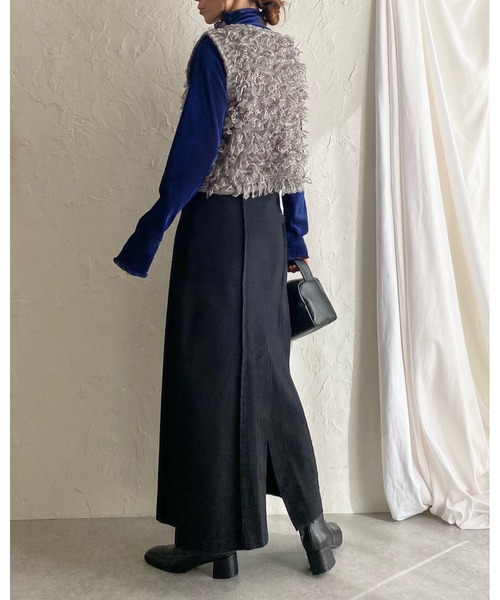 She's Closet ベスト ジレ ショート丈ループフリンジニット