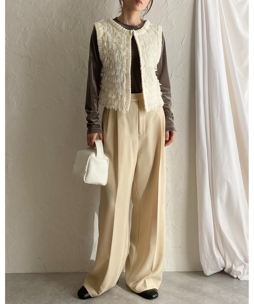 She's Closet ベスト ジレ ショート丈ループフリンジニット