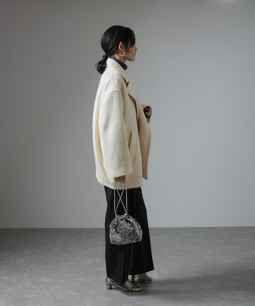 ADAM ET ROPE ベロアハンドバッグ SALON adam et rope' ハンドバッグ スパンコールベロアバッグ