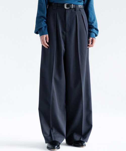 2タックワイドストレートスラックス　SINSS SINSS スラックス Wide straight slacks / ワイドストレート