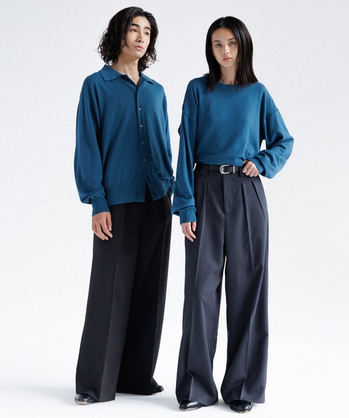 SINSSスラックス SINSS スラックス Center press two tuck wide straight slacks