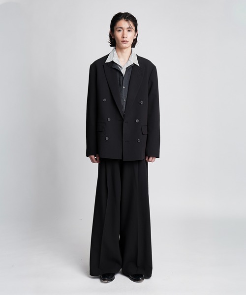 sinssセットアップSサイズチャコール SINSS ワイドパンツ スラックス Wide straight slacks / ワイド