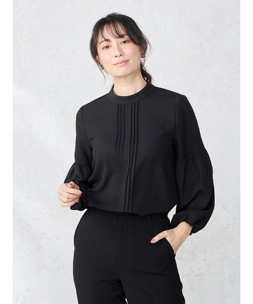 パーフェクトスーツファクトリー Perfect Suit FActory ボリュームスリーブ プリーツ ジョーゼットブラウス （オフホワイト） Perfect Suit FActory ブラウス シャツ ボリュームスリーブ