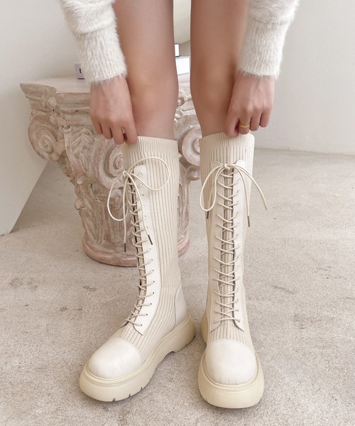 Lace Ladies（レースレディース） ブーツ 厚底 レースアップ ソックス