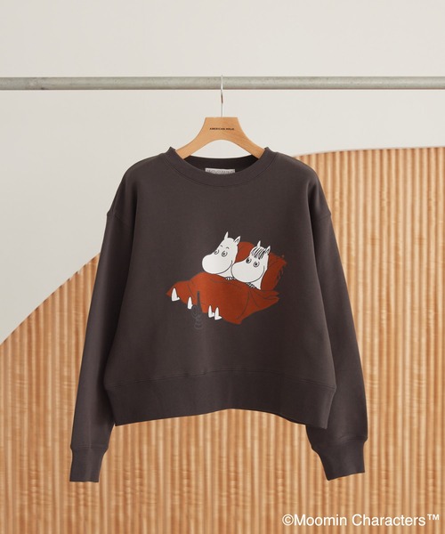 tシャツ フロッキープリント裏毛フーディトップス レディース MOOMIN トレーナー スウェット ムーミン キャラクター