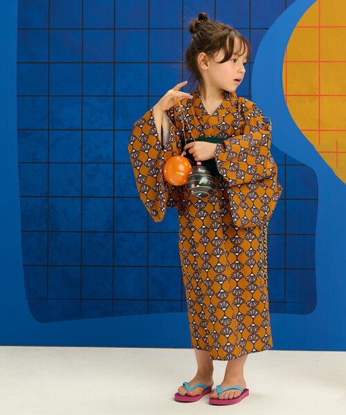 B：MING by BEAMS 浴衣 「簡単着付け・水洗い可」扇柄 2025SS