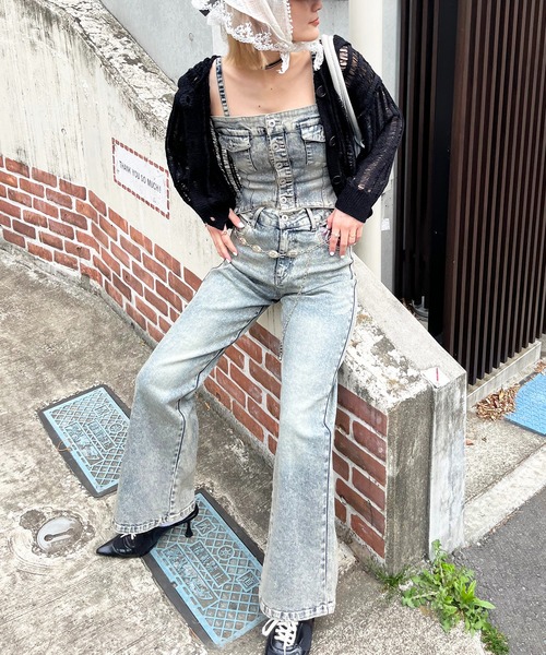 X-girl＆co デニムオールインワン X-girl デニム オールインワン つなぎ ベルトセット
