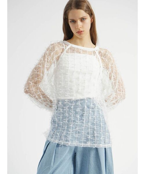 TULLE RIBBON SHEER TOPS レディース