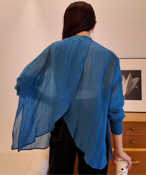 CIEL'AIR ブラウス シャツ BACK CROSS SHEER SHIRT レディース
